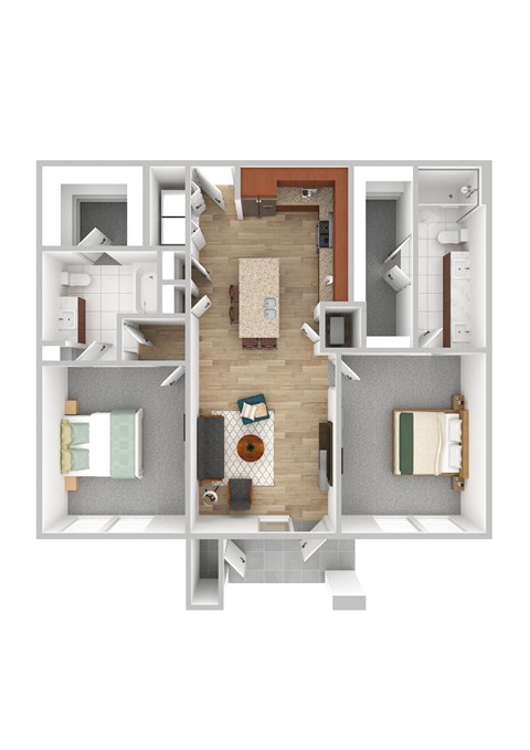 bedroom floor plan and layouts of a 3d furnished apartment